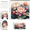 4pcs, The for Lotus landscape is elegant and refined pattern, Apartment bathroom, Shower Room shower curtain set with