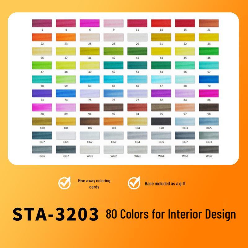 Sta 3203 Double-Ended Quick-Drying Oil-Based Marker Pen Set for Student Art & Indoor Design