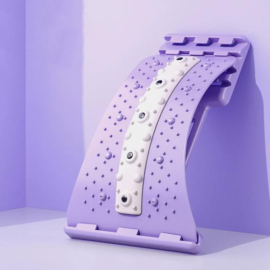 Lumbar Support Board Back Stretcher Waist Trainer with Acupressure Points 4-Level Adjustable Back Massager Lumbar Cracker Board Spine Decompressor