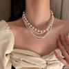 Twist winding multi-layer pearl necklace French retro fashion temperament collarbone chain personalized versatile design sense necklace