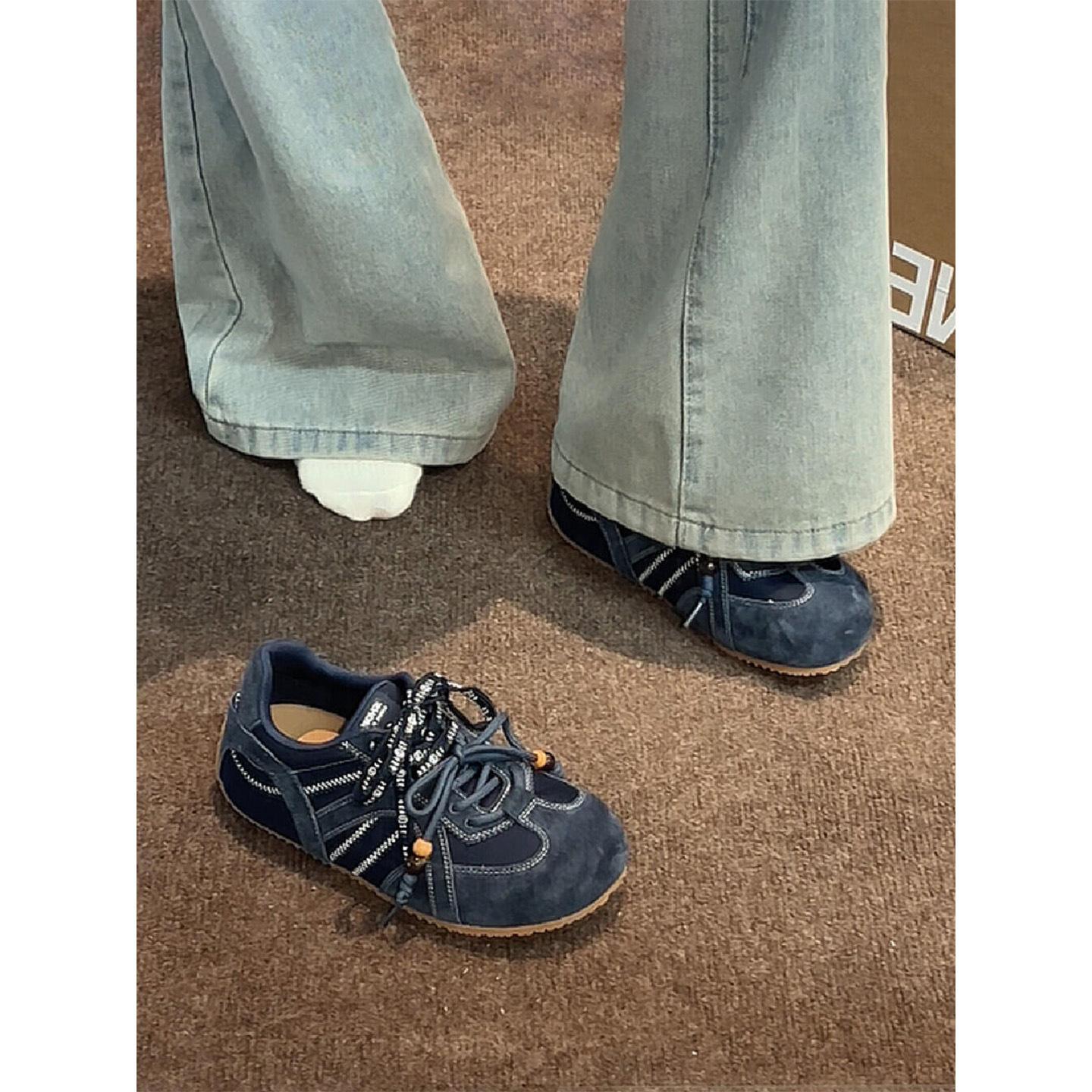 

[Uncle Shoes] German training shoes ugly cute round head women s board shoes breathable new inner height increase 2025 leisure sports retro 40