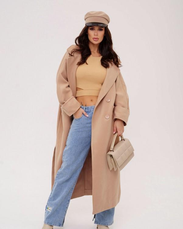 ISSA Plus Slit Cashmere Coat