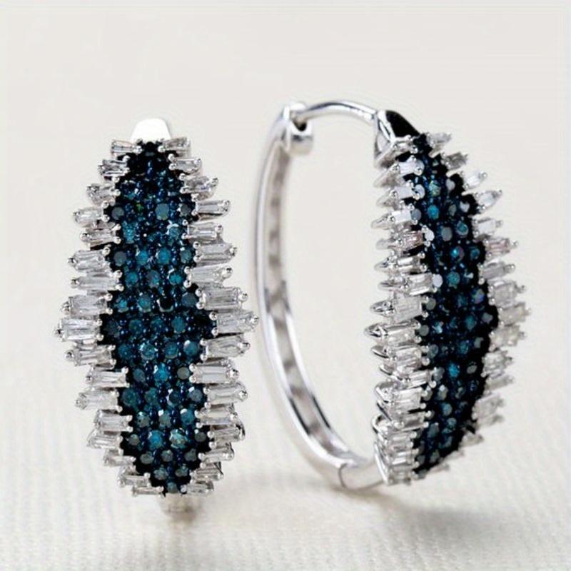 

Блискучі Квадратні Циркони Обгортання Сині Циркони Сережки Жіночі Шляхетні Та Елегантні Для Заручин І Весільної Вечірки Сережки-Кільця