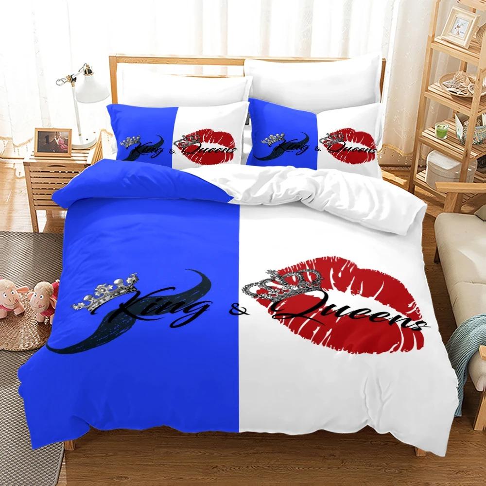 King Queen Lovers Bedding Set Single Twin Full Queen King Size Lover Oil Painting Bed Set Aldult Boys Bedroom Duvetcover 012