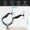 ETHU Dual PC Monitor Inch Load VESA Display Full Motion Arm, 17-35 Compatible, 2-11kg Capacity, Compatible, Stand, Adjustable, Black.