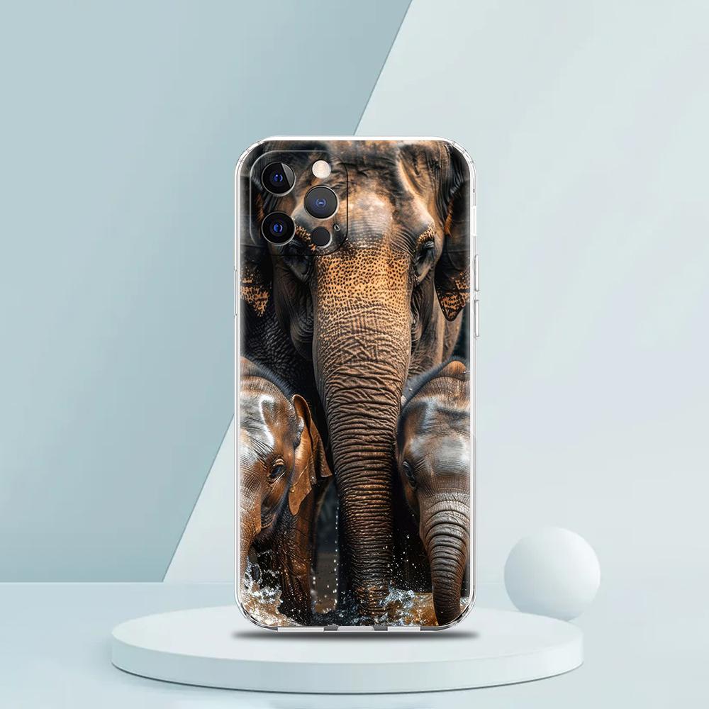 

Мягкий прозрачный чехол-бампер из ТПУ для iPhone 16 15 14 13 12 11 Pro Max XR 8 7 Plus XR Ударопрочный корпус Милый животное Слон for iPhone 16