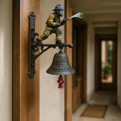 Salute To Firefighters Doorbell Weather-proof Vintage Metal Sound The Alarm Door Bell Home Office Entrance Decorative Welcome Bell
