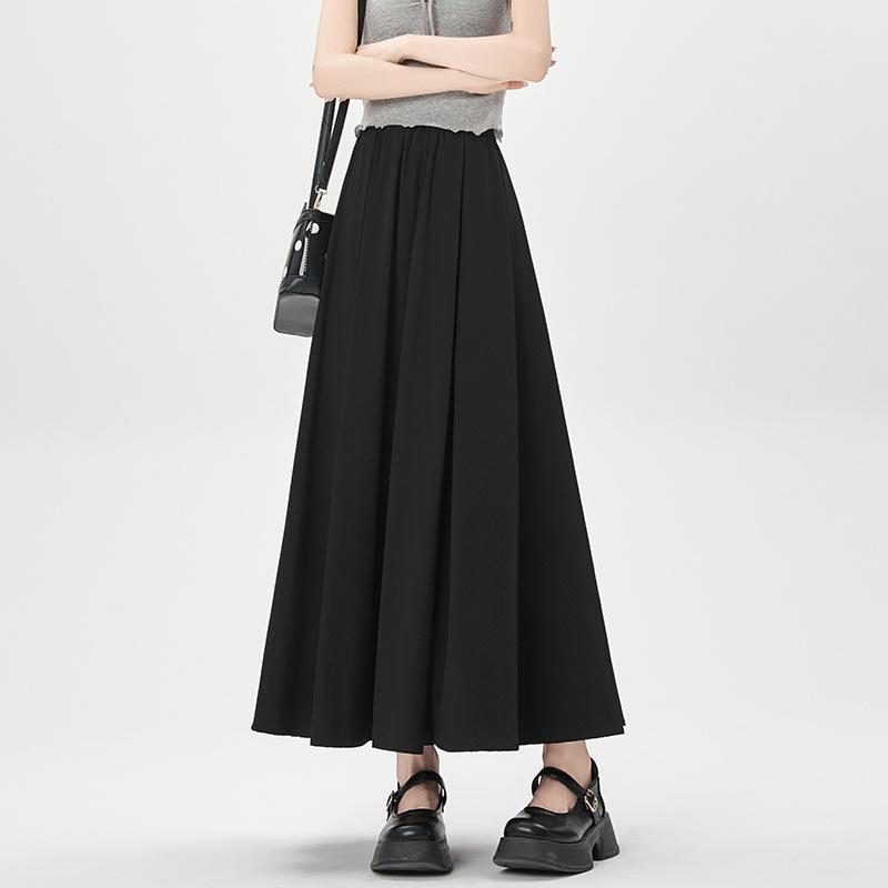 Pink Belly-closing High Waist A-line Skirt for Women In Summer First Love Pleated Umbrella Skirt Drooping Long Skirt