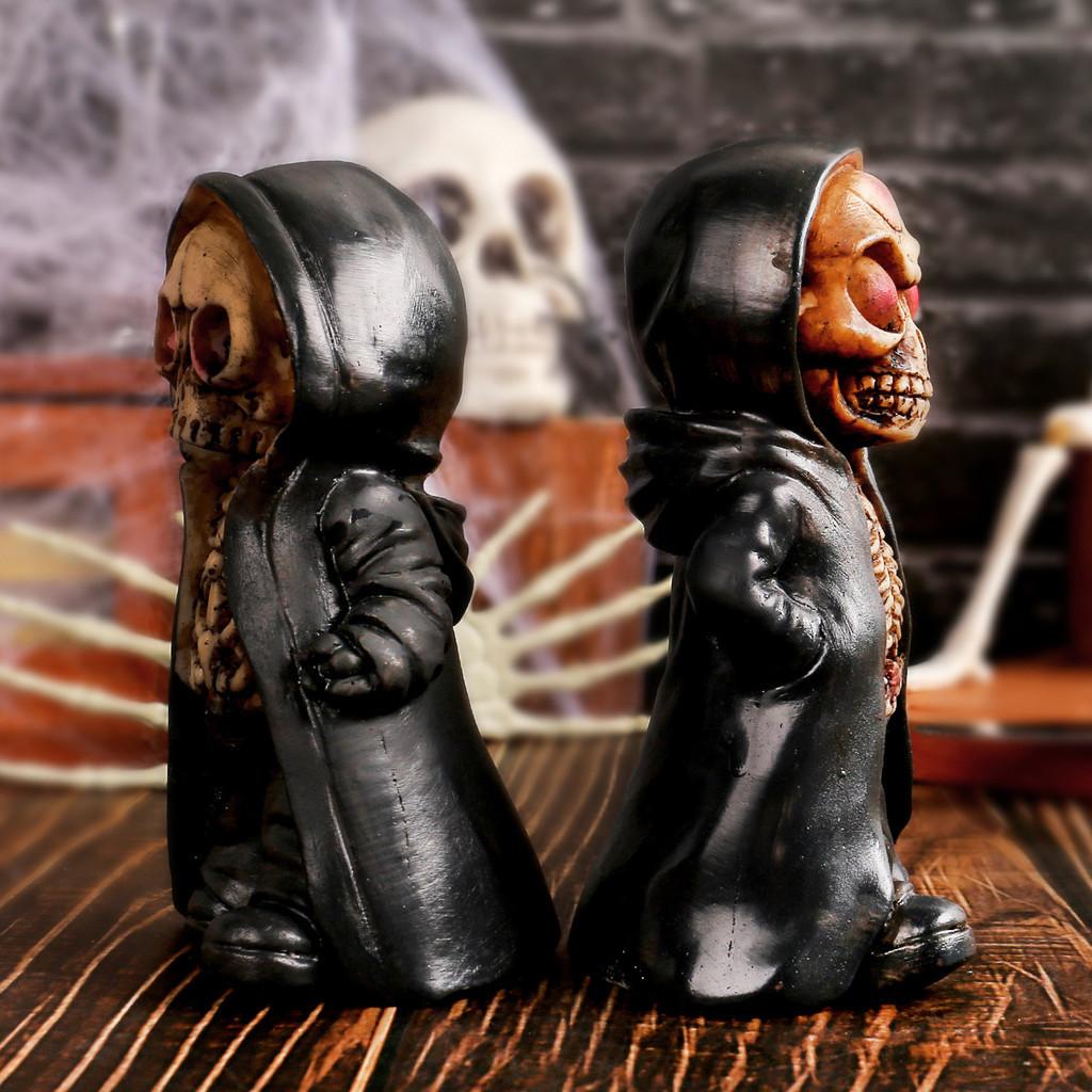 Halloween Standing Skeleton Decoration Terrifying Mask Resin Ornament For Festive Style