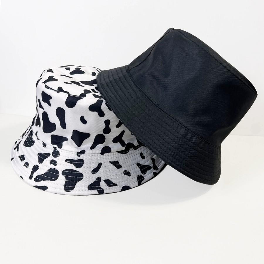 Cow Print Double-Sided Casual Bucket Hat Cow Hat Unisex Hat New Style Reversible Fisherman Hat
