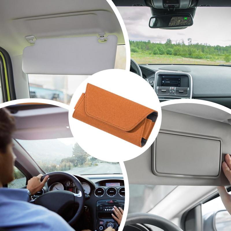 Sunglasses Case for Car Compact Leather Glasses Clip Vehicle Visor Accessories Magnetic Closure Protective Box Truck Gadgets