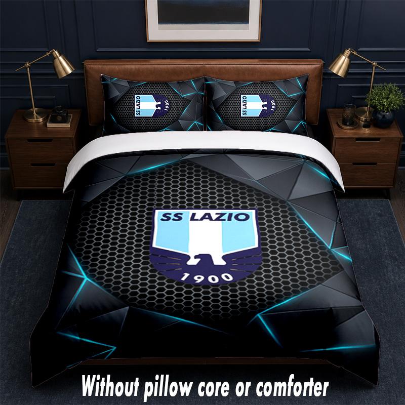 Lazio FC Design Bed Bedding Set 1 Duvet Cover + 2 Pillowcases Soft Breathable Household Bed Linens