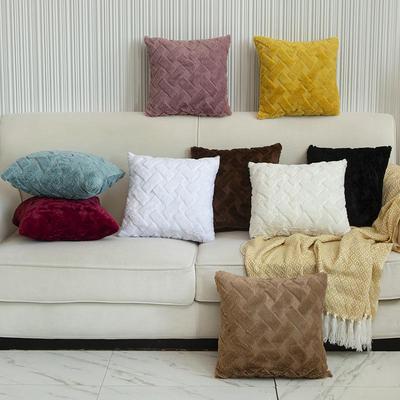 Solid Color Geometric Diamond Embroidered Throw Pillowcase