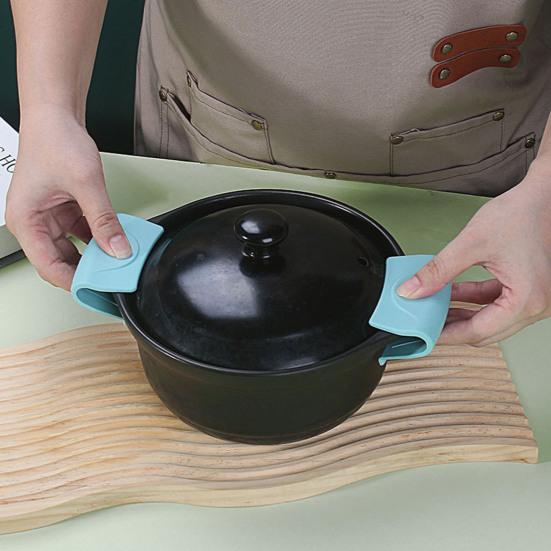 1 pár silikonových držadel pro asistenci Horké rukojeti pánve Protiskluzové žáruvzdorné rukávy na rukojeti hrnců pro smaltované pánve litinové pánve