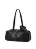 Women's Genuine Leather Duffel Bag Black Handbag with Zipper Closure – Minimalist Shoulder Bag for Work & Travel