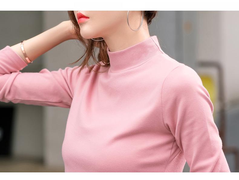 218 Korean Style Fleece-Lined Women's Long Sleeve Base Layer Top for Autumn/Winter