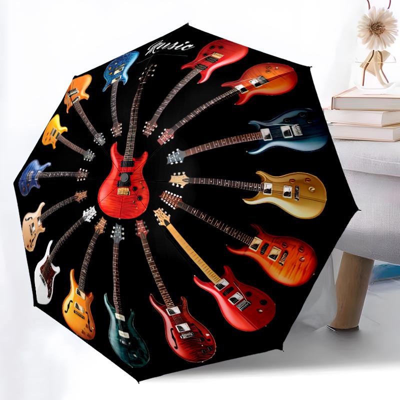 1PC electric guitar Umbrella Portable Folding Umbrella Iron Frame Hole Bone Structure Outdoor Home Umbrella A12