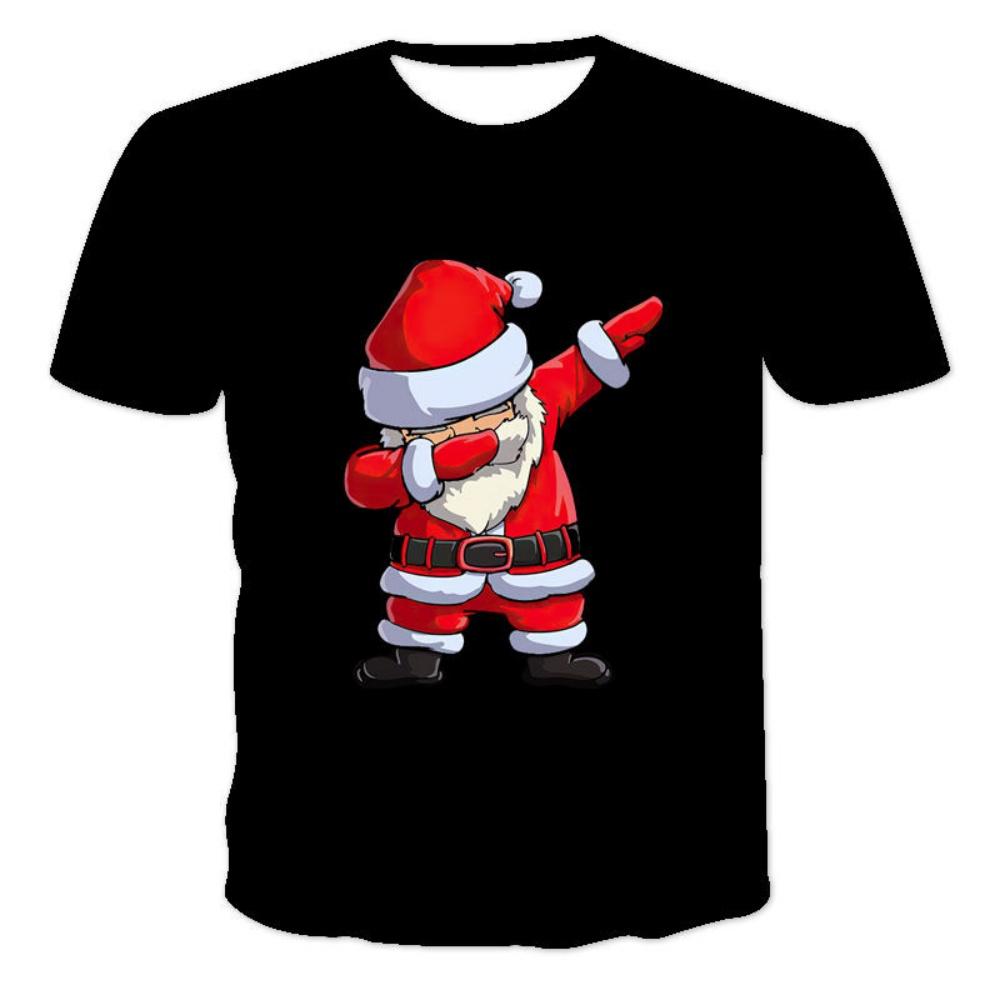 Santa Claus Children's T-Shirt Cute Christmas Print Short Sleeves Tees O-Neck Casual Children's Tops Holiday Children's Clothing