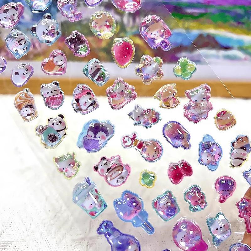 

1 лист Милые эстетичные наклейки для девочек 3D рельефные наклейки Сделай сам Скрапбукинг Креативные наклейки для ежедневника в виде леденцов Канцелярские принадлежности для украшения