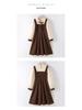 European Cotton Girls' Plush Dress: Fleece-Lined Faux Two-Piece for Medium & Large Children (Autumn/Winter)