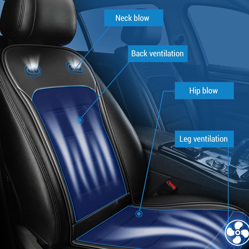 Cooling Car Seat Cover with 2 Fans 24 Air Outlets DC 12 24V One Click Stepless Wind Speed Ventilated Auto Cool Seat Cushion Pad