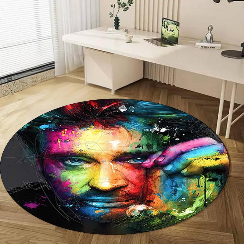 Johnny Hallyday Runder Teppich - Büro Dekorativer Teppich Für Wohnzimmer Schlafzimmer Fußmatte Bodenteppich Computerstuhl Bereichsteppich