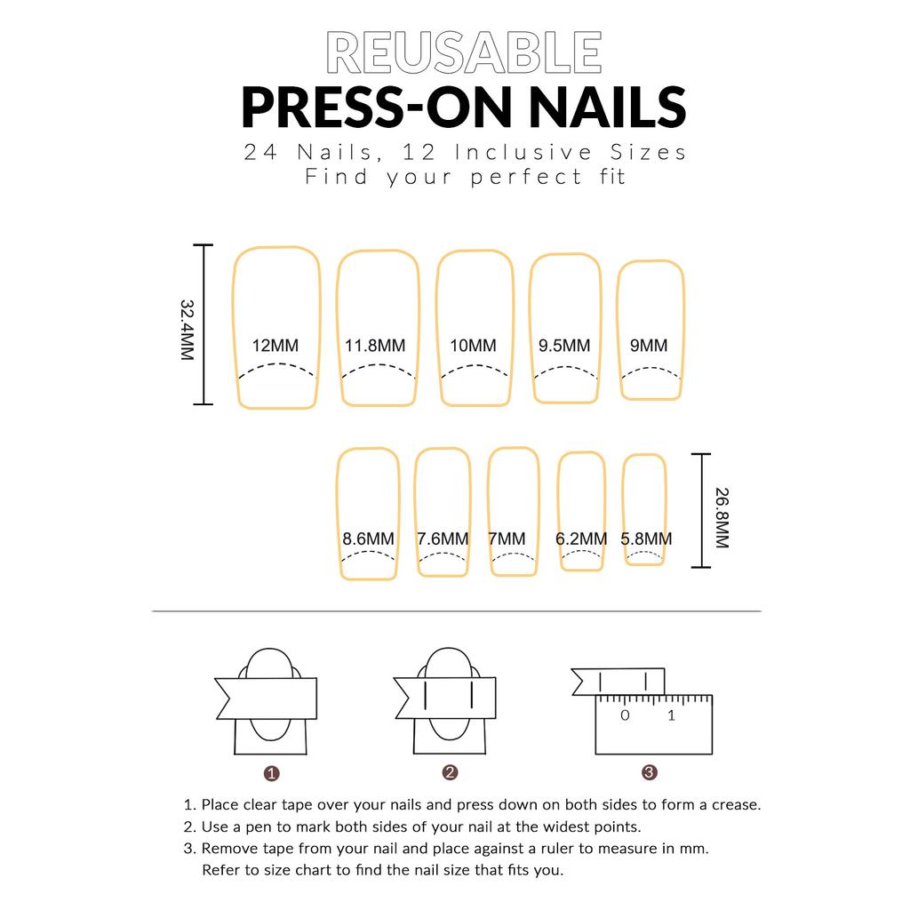 24Pcs Flower Design Fake Nails Resin Charming Reusable False Nails for Party and Daily Use