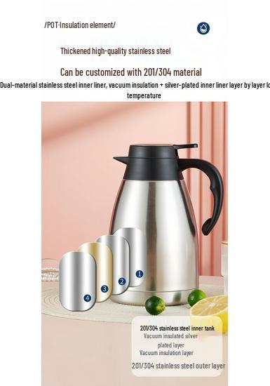 Elegant Eagle Spout Stainless Steel Double-Layer Vacuum Thermos Flask, Large Capacity Household Hot Water Bottle