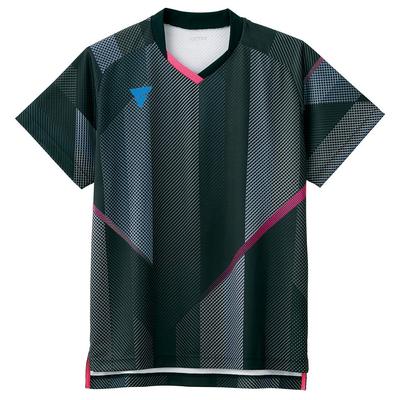 VICTAS Table Tennis Game Shirt Official Match Black Size 031487 V-GS203, Unisex, Compatible, (0020), L,