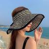 Empty Top Straw Visor Hat UV Protection Foldable Visor Hat Trendy Beach Visor Hat  Summer Outdoor