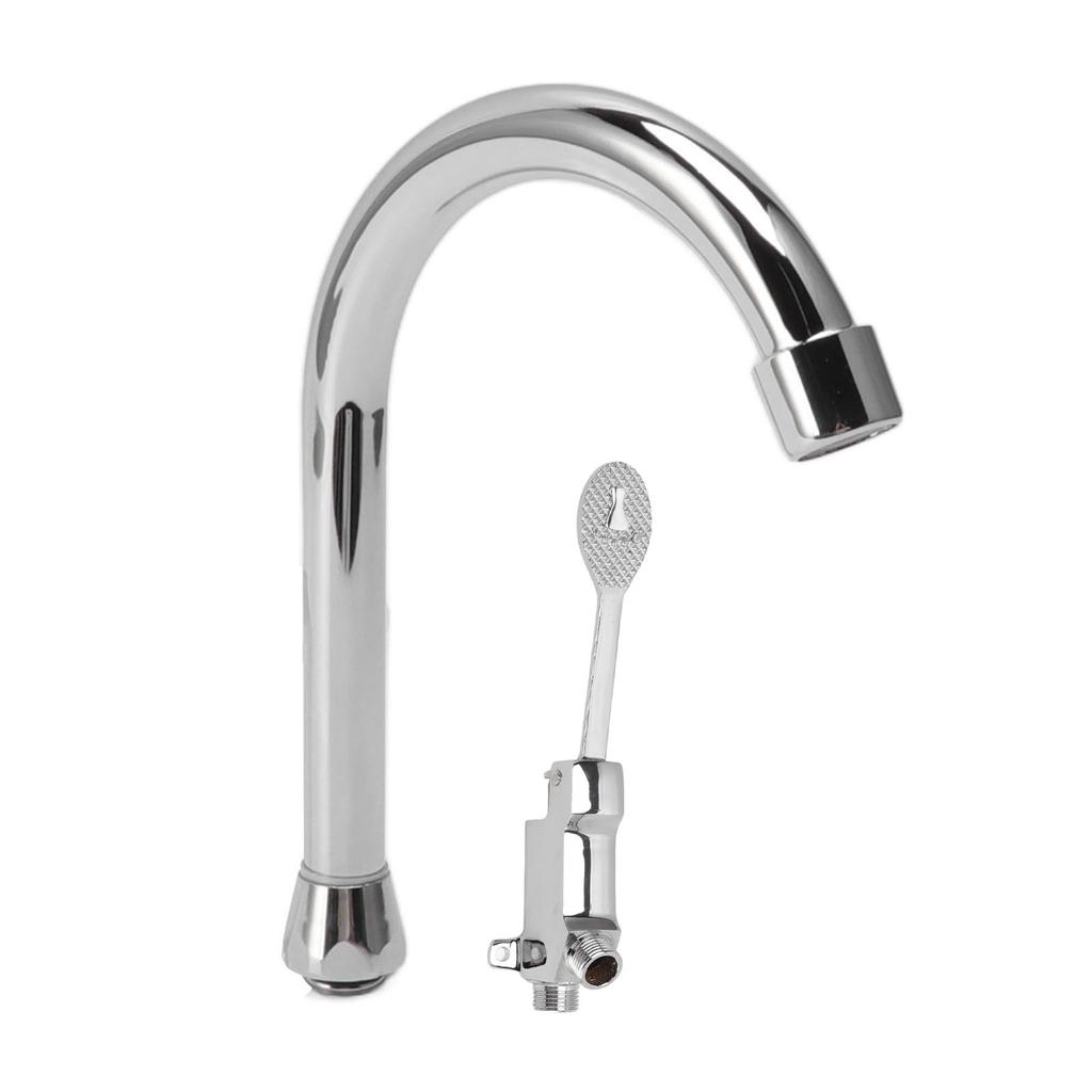 Fußpedal Wasserhahn Set Edelstahl Hände Frei Silber Touchless Bodenmontage Fußsteuerung Wasser