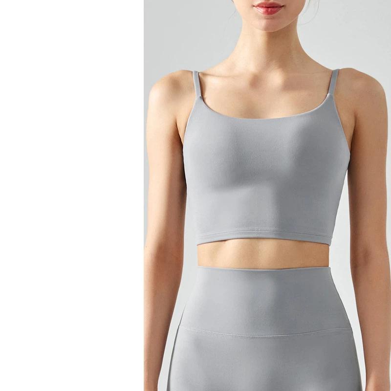 Summer New Yoga Vest Women Seamless Sports Bra Vest Style Square Collar Suspender Fitness Sports Bra