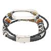 Retro Leather Wrist Strap for Xiaomi Mi Band 5 6 NFC Fashion DIY Upgrade WristbandBlack Silver