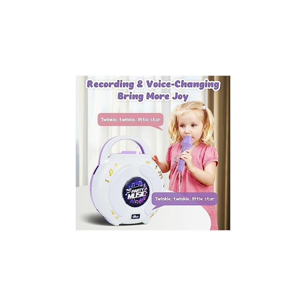 BAKAM 6010 Karaoke Machine for Kids 4-12 with 2 Microphones, Bluetooth 3D Surround Sound, Recording & Voice-Changing, Portable