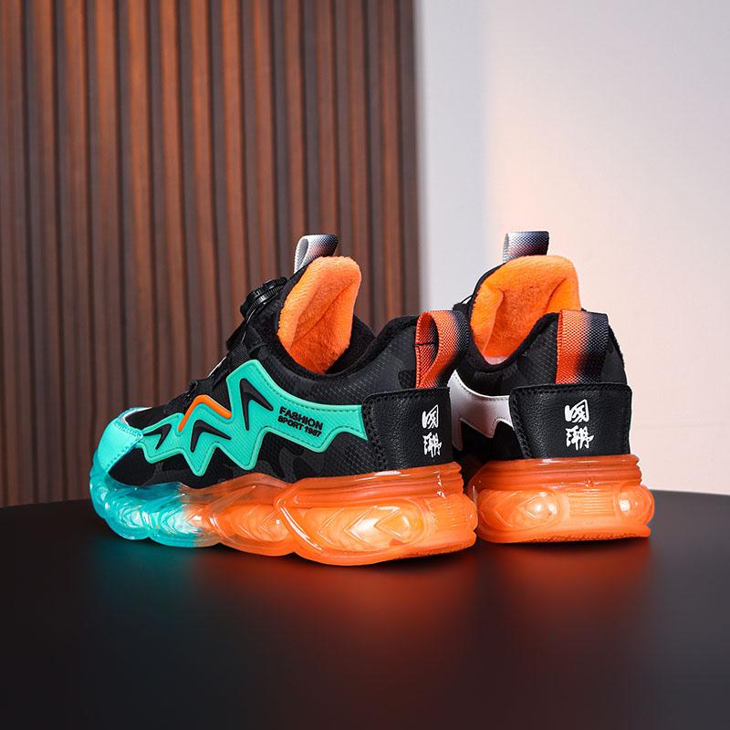 Autumn/Winter Kids Snow Sneakers Kids Short Fluff Sneakers Rotating Button Anti-Slip Sneakers Big Boy Cotton Shoes