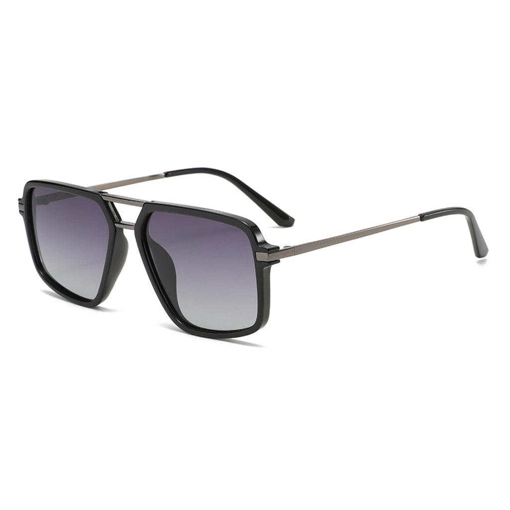 Polarized Double Bridge Square Sunglasses Retro Metal Frame Uv400 Blocking Shades For Men Women Lightweight Outdoor Sunwear