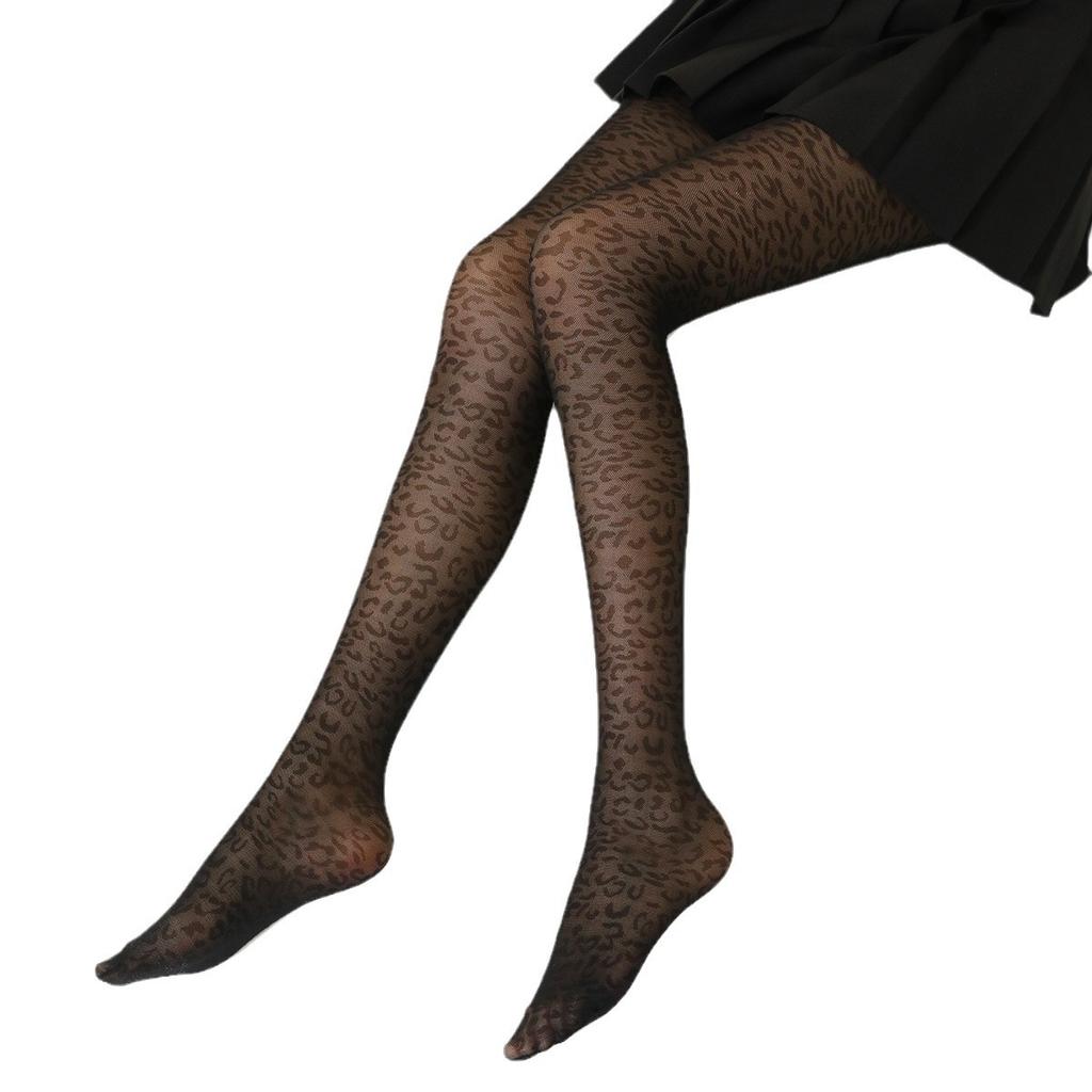 Chiloți sexi, subțiri, transparente, mătăsos, gotici, sexy, vintage, leopard, cu model de animale, ciorapi fără sudură.