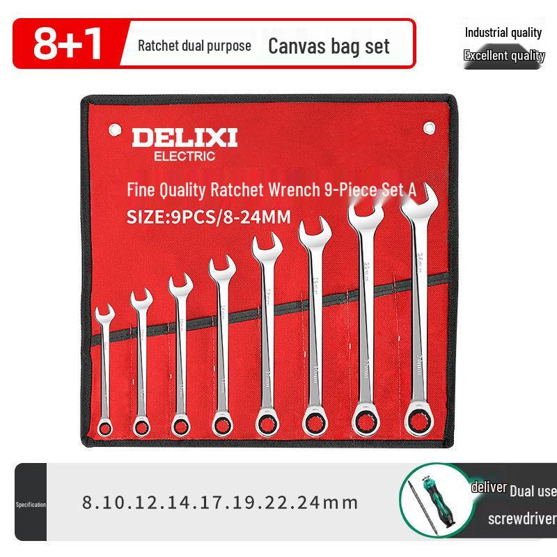 Adjustable Ratchet & Open-End Wrench Tool Set