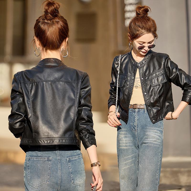 Women's High-End Lambskin Leather Jacket - 2025 Spring/Autumn Short Versatile Coat