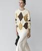Masimodutti Cotton Argyle Detail Knit Sweater