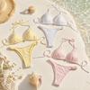 Deep V Halter Bikini Set Two-Piece Summer Beachwear Push Up Ladies' Swimwear  Beachwear