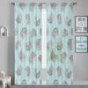 Herdesings Cartoon Cats Sheer Tulle Curtains Chiffon Drapes 2 Panels Window Curtains for Living Room Bedroom Kitchen Decoration