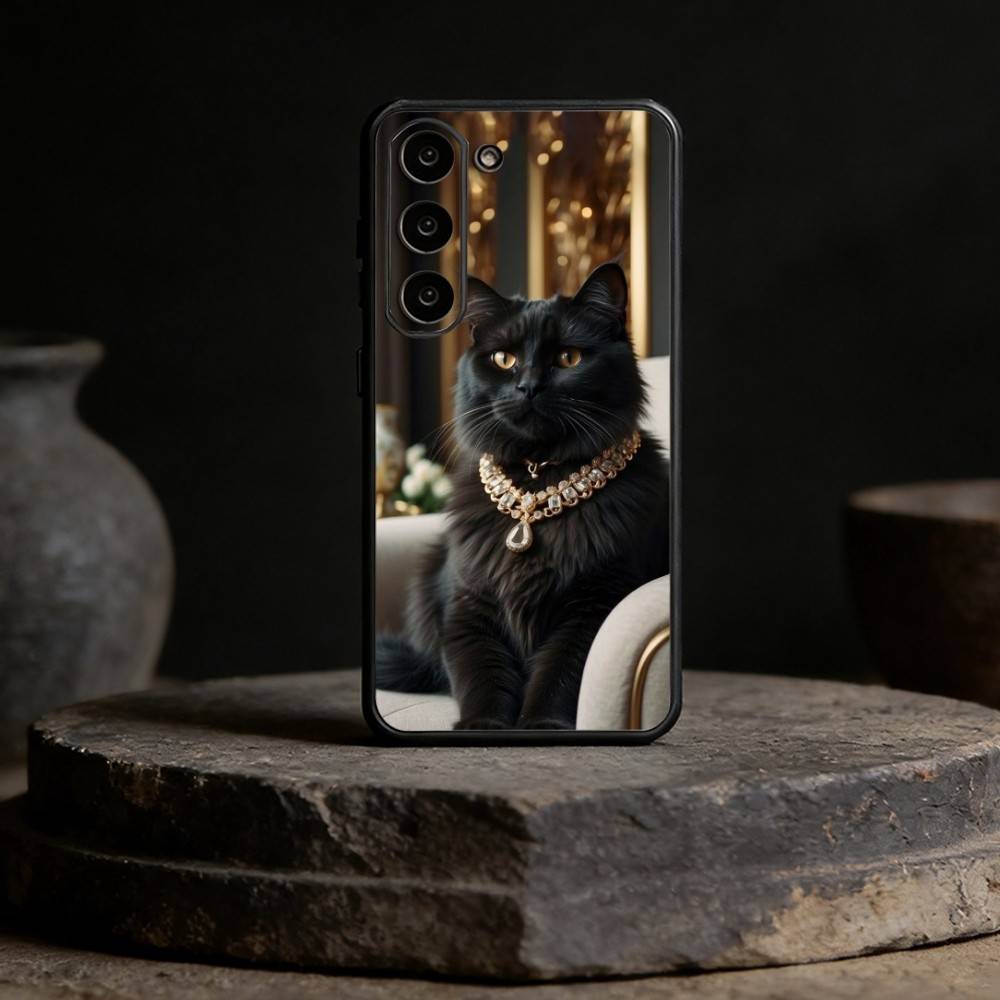 B-Black C-Cat Phone Case For Samsung Galaxy A91,80,73,72 ,71,53,52,32 ,31,22,21s,20,Soft Black Case