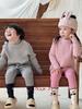 Children's Fleece-Lined Autumn Pants with Knee Pads - Warm, One-Piece Base Layer for Boys and Girls