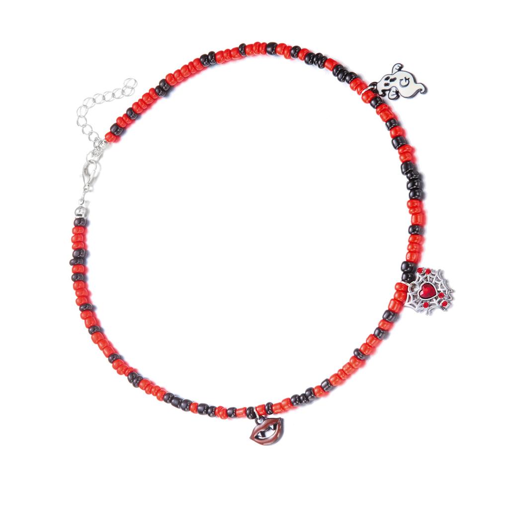 Festive Halloweens Necklace Featuring Spiders Designs Alloy Chain With Crystals Embellishments for Costume Accessories