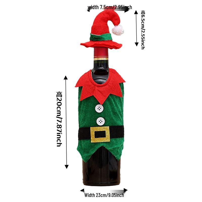 Gold Velvet Christmas Wine Bottle Cover - Festive Table Decoration