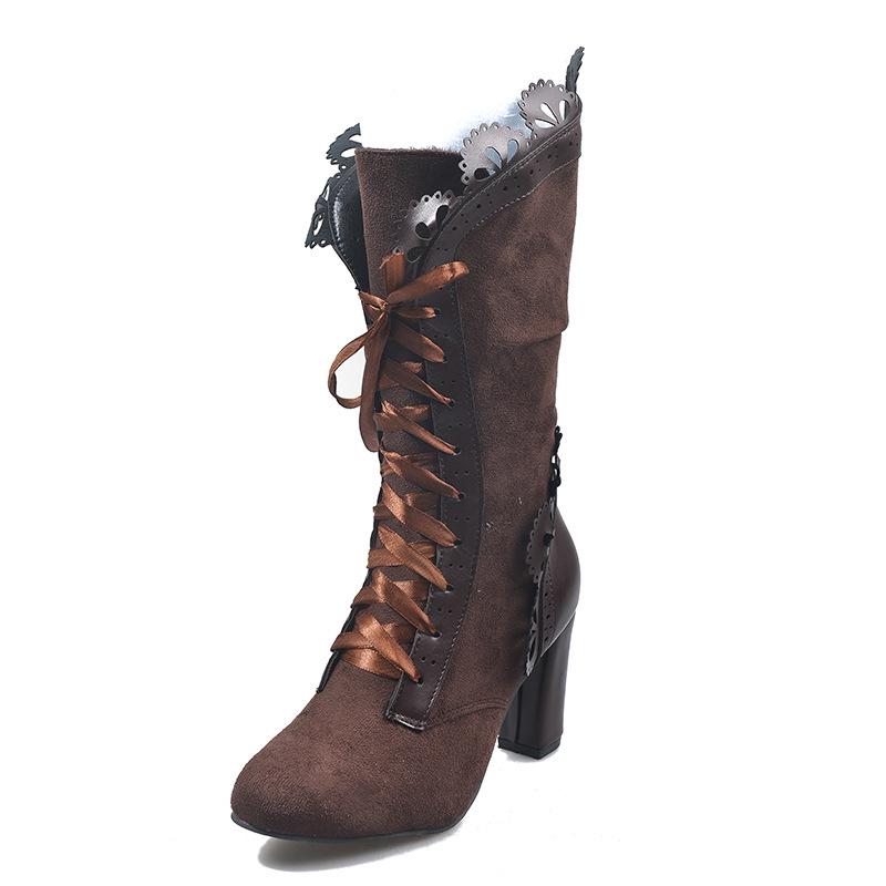 Women's high heels lace women's boots for autumn and winter 2026 Winter women's boots women's leather boots