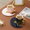 Star Moon Coffee Mug Set Ceramic Heat-resistant Mug With Spoon Dish Set Exquisite Cappuccino Coffee Afternoon Tea Cup Drinkware