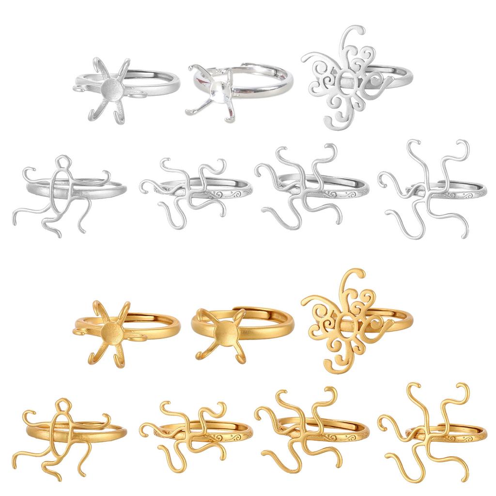 Heteromorphic Rings Blank Empty Tray Base for DIY Rings Setting Inlaid Turquoise Natural Gem Jewelry Making Accessories