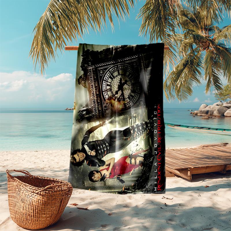 Resident Evil game, Umbrella Corporation, soft beach towel, outdoor camping vacation swimming beach towel, outdoor absorbent bath towel, Q5